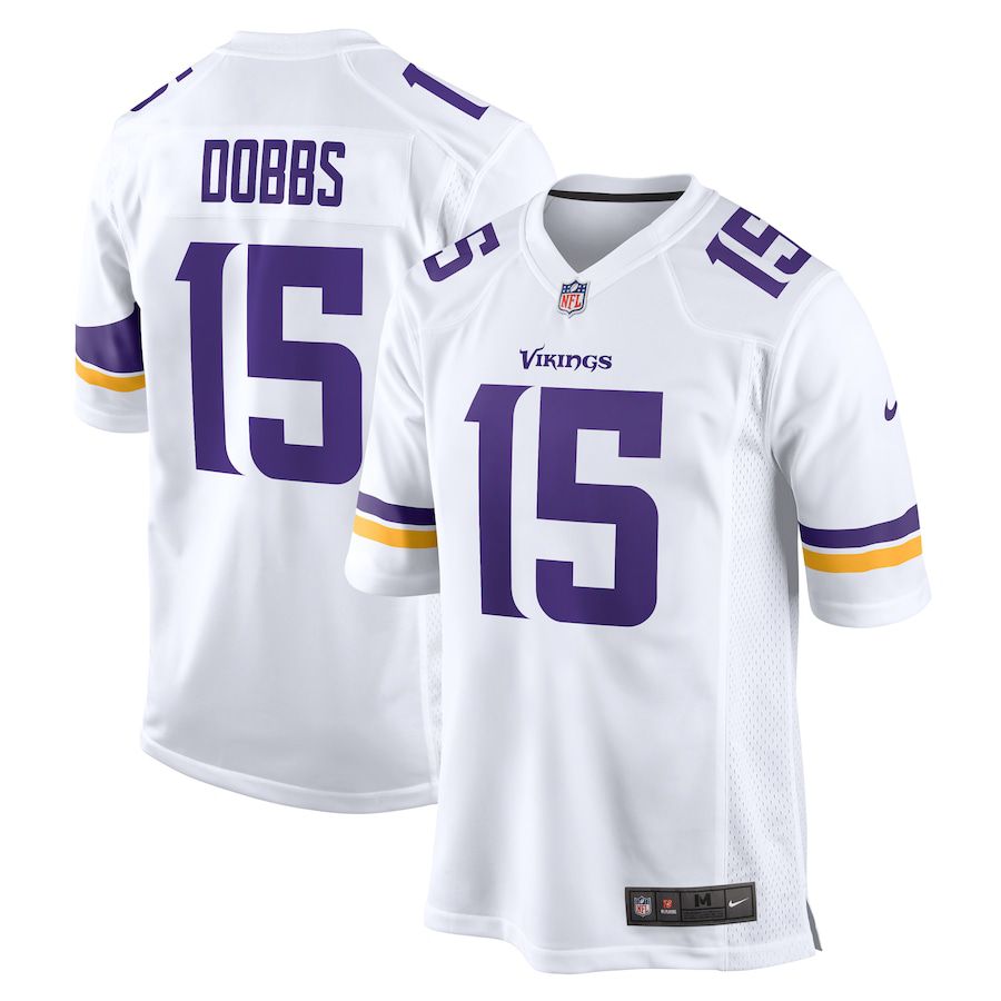 Men Minnesota Vikings 15 Joshua Dobbs Nike White Game NFL Jersey